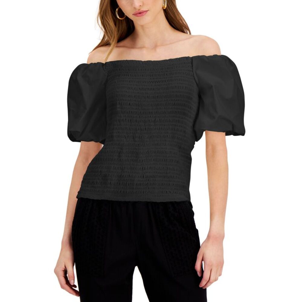 INC International Concepts Smocked Puff Sleeve Top